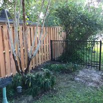 cedar and iron fence